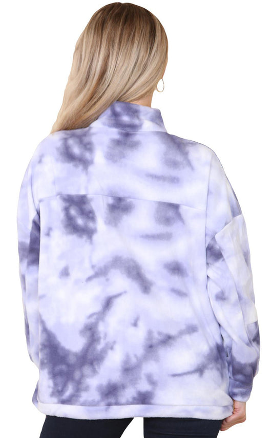 Womens Tie Dye Half Zip Jumper