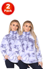 2 Pack Womens Tie Dye Half Zip Jumper