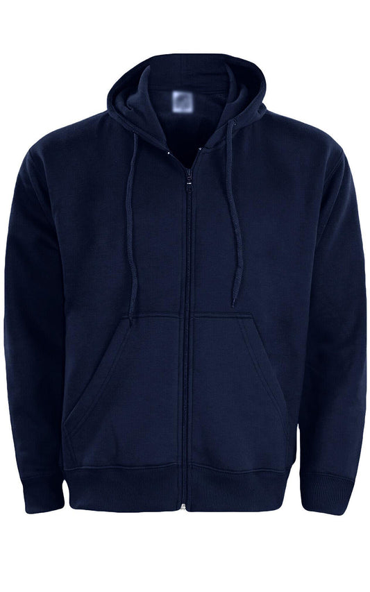 True Face Mens Plain Fleece Zipper Hoodie