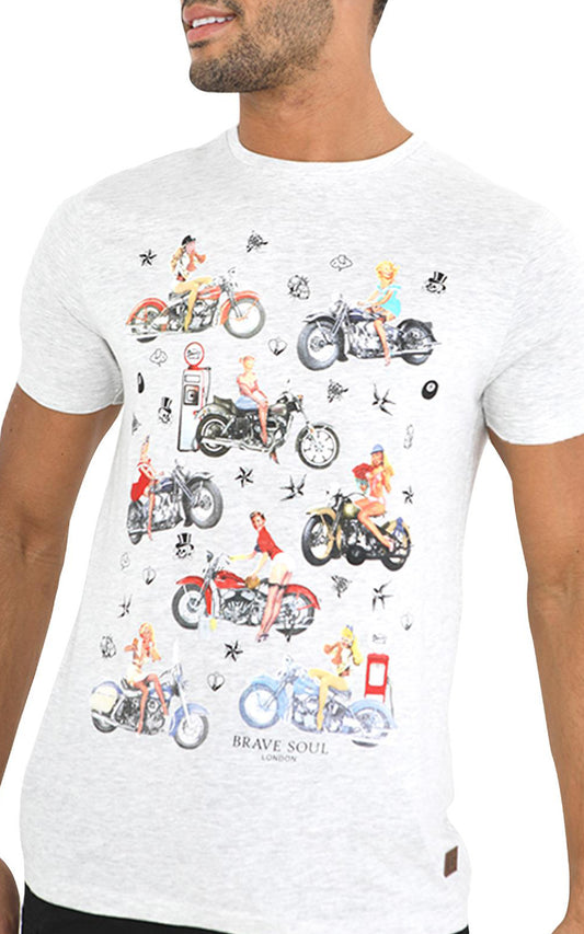 BRAVE SOUL Men Bike Ride Print T-Shirt