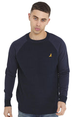 Brave Soul Mens Ribbed Cable Knitted Striped Crew Neck Jumper